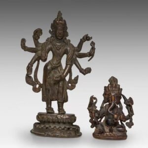 A bronze figure of Dipa-Lakshmi