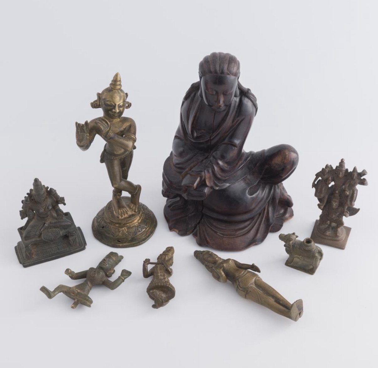 East Asia and Indian wood and bronze figures